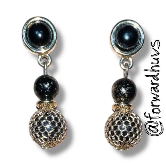 Bundle Sale 3 for $15 | Liz Claiborne Gold Tone Bead & Mesh Drop Earrings - Picture 1 of 9